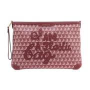 Anya Hindmarch Canvas Clutch med läderdetaljer Pink, Dam