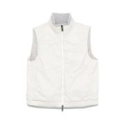 Brunello Cucinelli Vändbar Vadderad Gilet Vit-Grå White, Dam