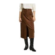 Pepe Jeans Retro Brun Corduroy Kjol Brown, Dam