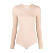 Maison Margiela Beige Viskos Elastan Blus Beige, Dam