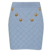 Balmain Vit Jacquard Minikjol Blue, Dam