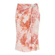 Versace Barocco Sea Print Wrap Midi Kjol Pink, Dam