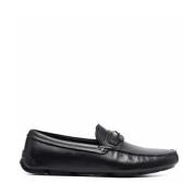 Giorgio Armani Elegant Svart Läder Loafers Black, Herr