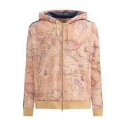 Alviero Martini 1a Classe Geo Classic Zip Hoodie Sweater Beige, Herr