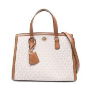 Michael Kors Beige Satchel Väska med Acorn Detalj Beige, Dam