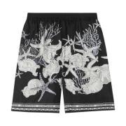 Versace Svarta Barocco Sea Print Silke Shorts Black, Herr