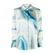 Simkhai Tryckt satin casual blus i multicolor Multicolor, Dam