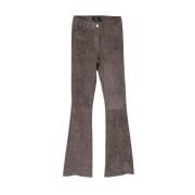 Arma Högmidjade stretchläder flare leggings Brown, Dam