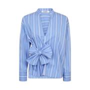 Co'Couture Blå Randig Slips V Blus Blue, Dam