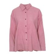 American Vintage Blus med lång ärm och spetsig krage Pink, Dam