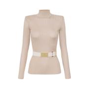 Elisabetta Franchi Stilfull Klänning Kollektion Beige, Dam