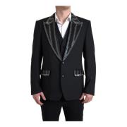 Dolce & Gabbana Paljett Trim Blazer 2-Delat Kostym Black, Herr