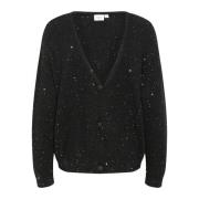 Saint Tropez Svart Glitter Cardigan Hayasz Stil Black, Dam