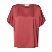 Rabens Saloner Burgundy Serena Blouse Elegant Design Red, Dam