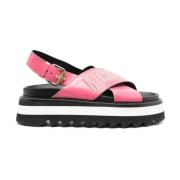 Moschino Rosa Avslappnad Öppen Platta Sandaler Pink, Dam