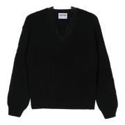 Moschino Svart Ullblandning Half-Cardigan Tröja Black, Dam