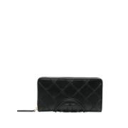 Tory Burch Elegant Svart Fårskinn Dragkedja Plånbok Black, Dam