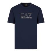 Emporio Armani EA7 Kortärmad Blå Logotyp T-shirt Blue, Herr