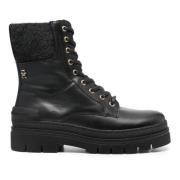 Tommy Hilfiger Svart Snörad Ankel Bootie Black, Dam