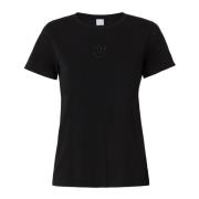 Pinko Svart Love Birds Broderad T-shirt Black, Dam