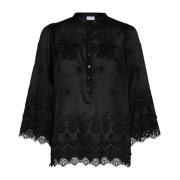 IN Front Svart Blus med Spetsdetaljer Black, Dam