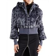 Patrizia Pepe Faux Fur Cropped Hooded Coat Gray, Dam