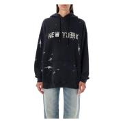 R13 New York Hoodie - Stadsstil Black, Dam