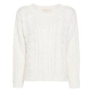 Twinset Blå Cable-Knit Sweater Elegant Stil Blue, Dam