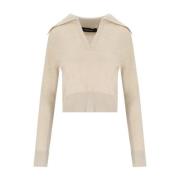 Federica Tosi Smör Polo Jumper med V-ringning Beige, Dam