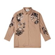 Munthe Blommig Broderad Topp & T-shirt Brown, Dam