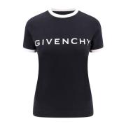 Givenchy Kontrastdetalj Bomull T-shirt Black, Dam