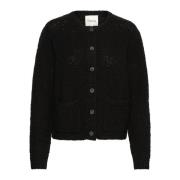 My Essential Wardrobe Svart Stickad Kofta med Knappar Black, Dam