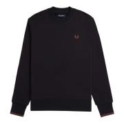 Fred Perry Broderad Logo Crew Neck Sweatshirt Black, Herr