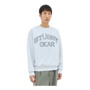 Stüssy Bomullsfleece Crewneck Sweatshirt med Logo Gray, Herr