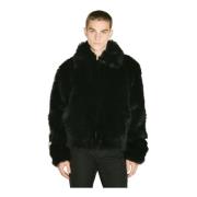 032c Faux Fur Jacka med Bakre Logotyp Black, Herr