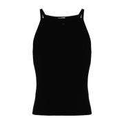 Courrèges Svart Ribbstickad Tanktopp Black, Dam