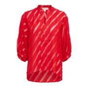 Soaked in Luxury Elegant V-ringad Blus i Salsa Red, Dam