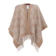 Max Mara Studio Beige Poncho Jacka Frinestd Stil Beige, Dam