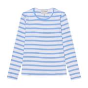 Munthe Randig T-shirt med mjuk ribb Blue, Dam