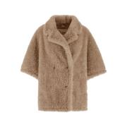 Herno Syntetisk Päls Peacoat Reverskrage Beige, Dam