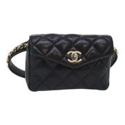 Chanel Vintage Pre-owned Laeder crossbodyvskor Black, Dam