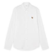 Maison Kitsuné Vit Fox Head Logo Bomull Skjorta White, Herr