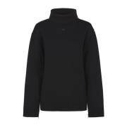 Courrèges Svart Maxi Mockneck Tröja med Dragkedja Black, Dam