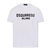 Dsquared2 T-shirt med sammet finish logo White, Herr