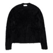 Marine Serre Svart Puffy Stickad Crewneck Tröja Black, Herr