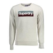 Superdry Grå långärmad Crewneck Sweatshirt Broderad logotyp Gray, Herr