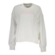 Calvin Klein Vit Sweatshirt med Långärmad Print White, Dam