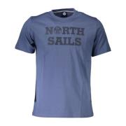 North Sails Blå T-shirt med korta ärmar och logotyp Blue, Herr