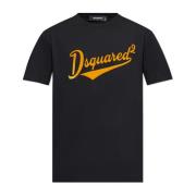 Dsquared2 T-shirt med logotyp i sammet finish Black, Herr