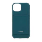 Jil Sander Blått Läder iPhone 15 Fodral Blue, Dam